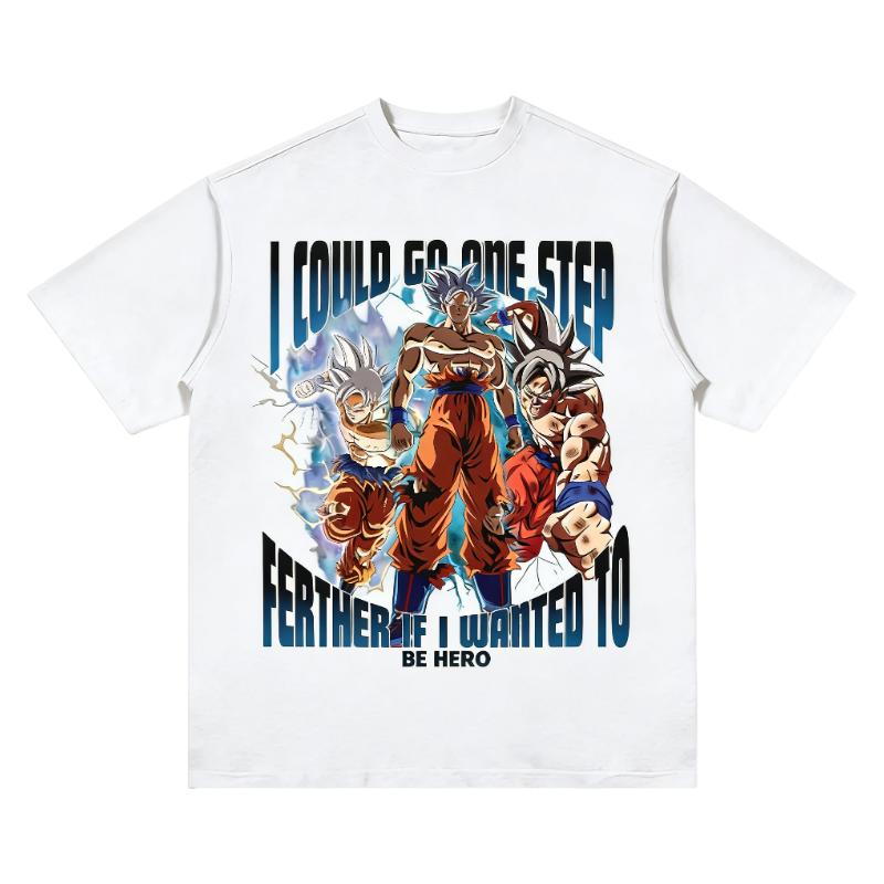

Heroic Evolution Dragon Ball Goku TShirt Ultra Instinct Forms Graphic Tee Cotton Crew Neck Anime Streetwear Fashion Tops S
