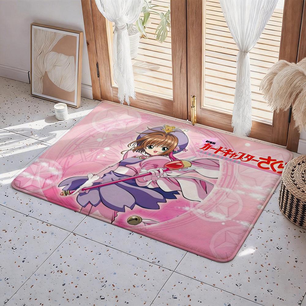 C Cardcaptor S Sakura Cartoon Floor Mat Eco Flannel Doormat Non Slip Odorless Indoor Floor Rug Soft Short Plush Home Mat
