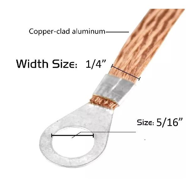 5*Automotive Copper Braided Cable Engine Ground Strap Universal For Cars Trucks
