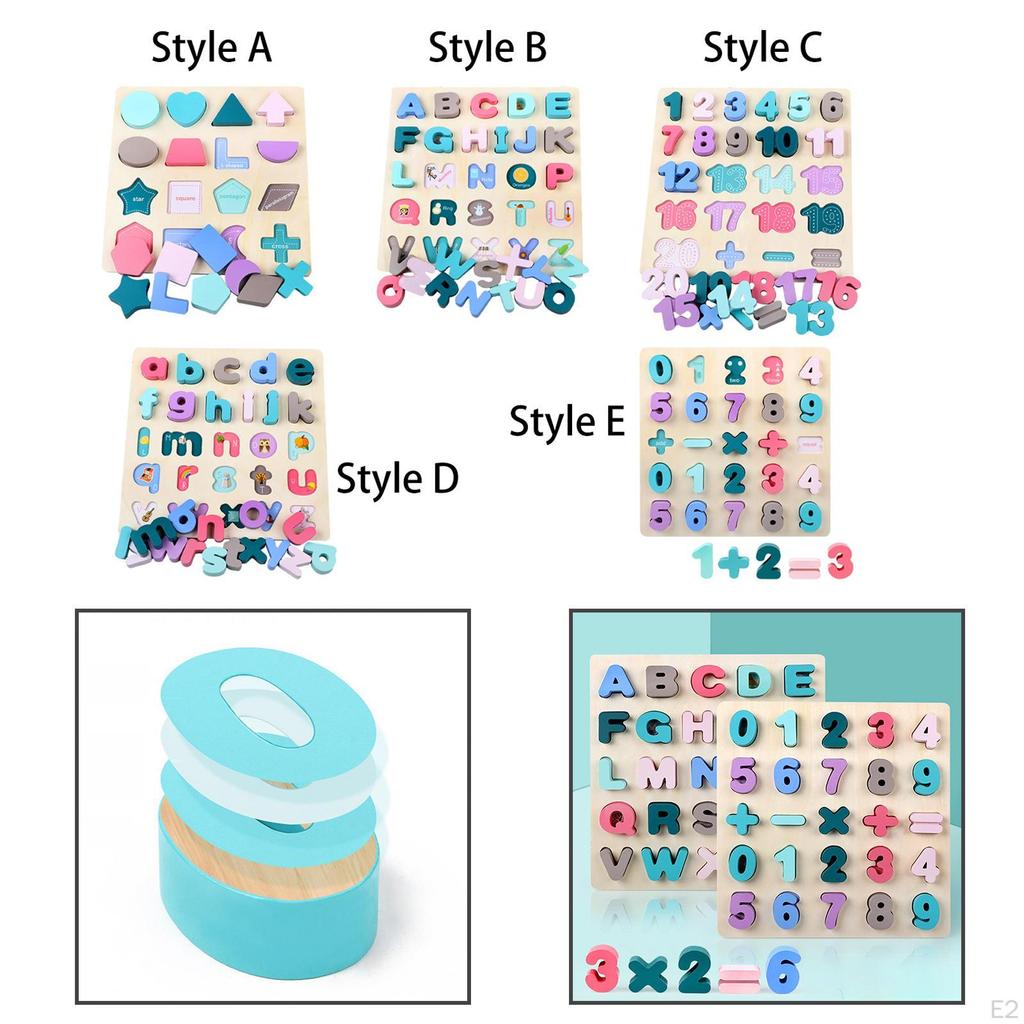 Montessori Blocks Puzzle Wooden Chunky Puzzles Board Preschool Learning for Girls and Boys