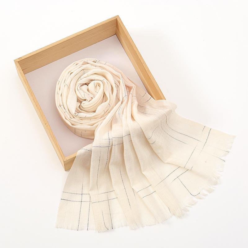 New Plaid Cotton Hijab For Women Solid Wrap And Shawls Musulman Headband Islamic Turban Headband Maxi Headscarf Foulard 180*65cm