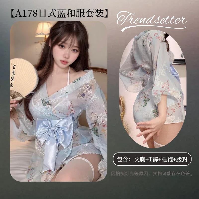 Tokyo god girl sexy hot print sweet bow pure desire kimono Japanese mesh yarn