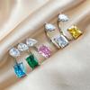 ZAKOL Luxury Square Water Drop AAA Cubic Zirconia Open Rings for Women Clear Pink Green CZ Engagement Wedding Party Zircon