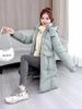 Winter medium and long cotton-padded clothes for women are thickened and warm, hooded windproof and cold-proof cotton clothes, and large-size mother c