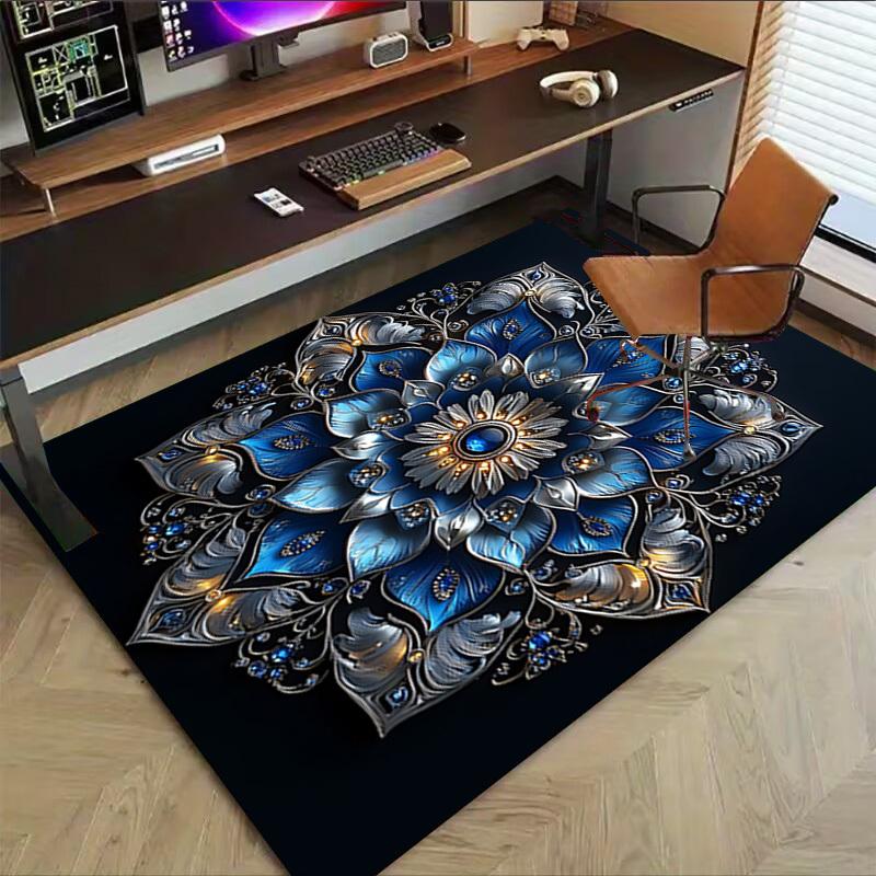 1PC Floral Mandala Extra Large Non Slip Floor Carpet, Office, Family, Bedroom Large Area Rug Indoor Rugs, Vibrant Colors