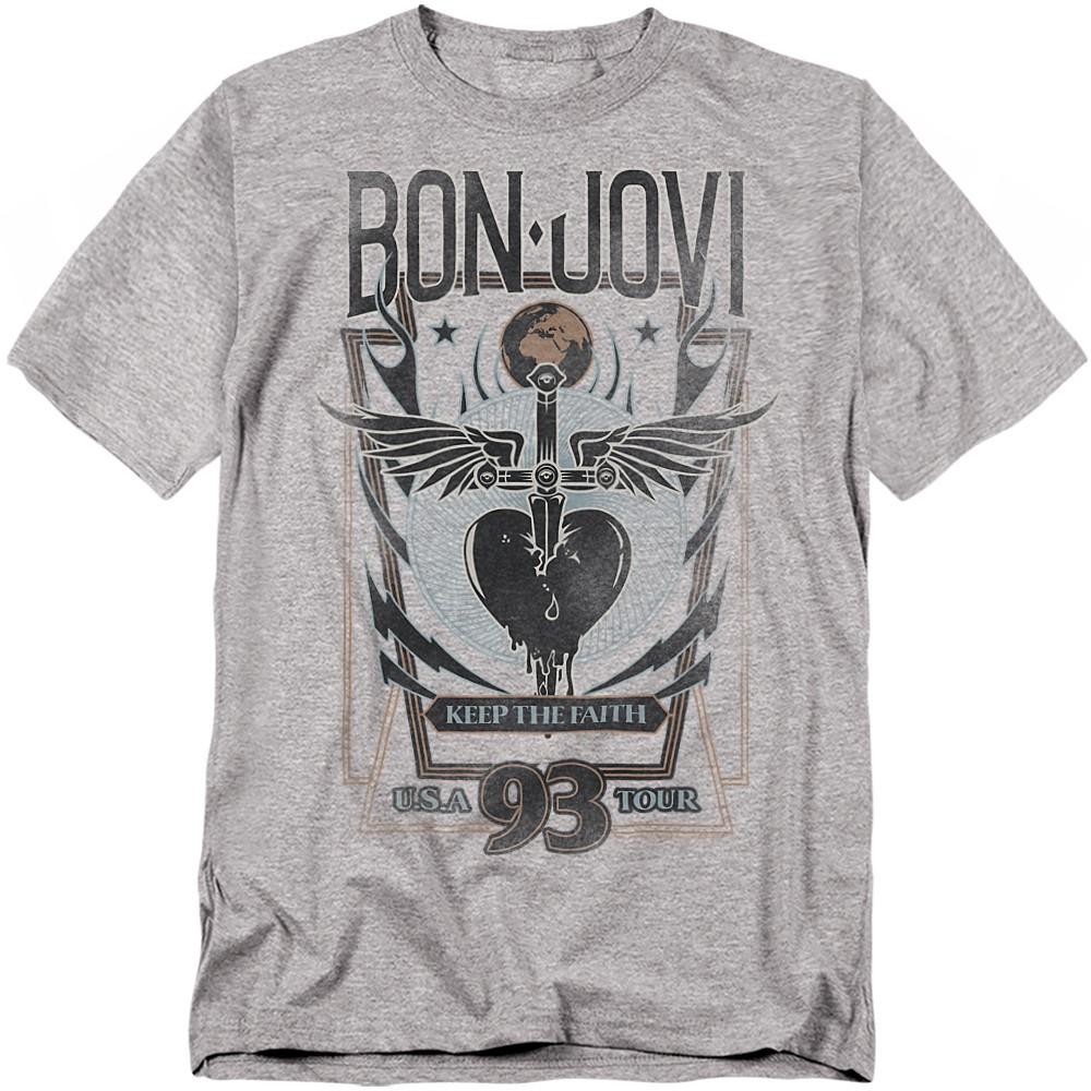 Bon Jovi Keep The Faith T-Shirt S-5XL Athletic Heather S