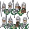 MOC Středověké Vojenské Stavební Kostky Elfský Bojovník Ork Rohan Gondor Rytíř Sada Postav Zvířecí Armáda Zbraň Luk Kuše Hračka