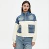 DIMANAF 2025 Autumn New Women Short Jacket Zipper Sweaters Coat Patchwork Coat Knitting Pockets Sweater