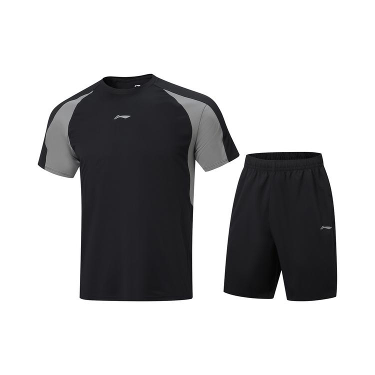 Li-Ning Quick-Dry Cool Round Neck Logo Set Men activewear AWBW085-1 S