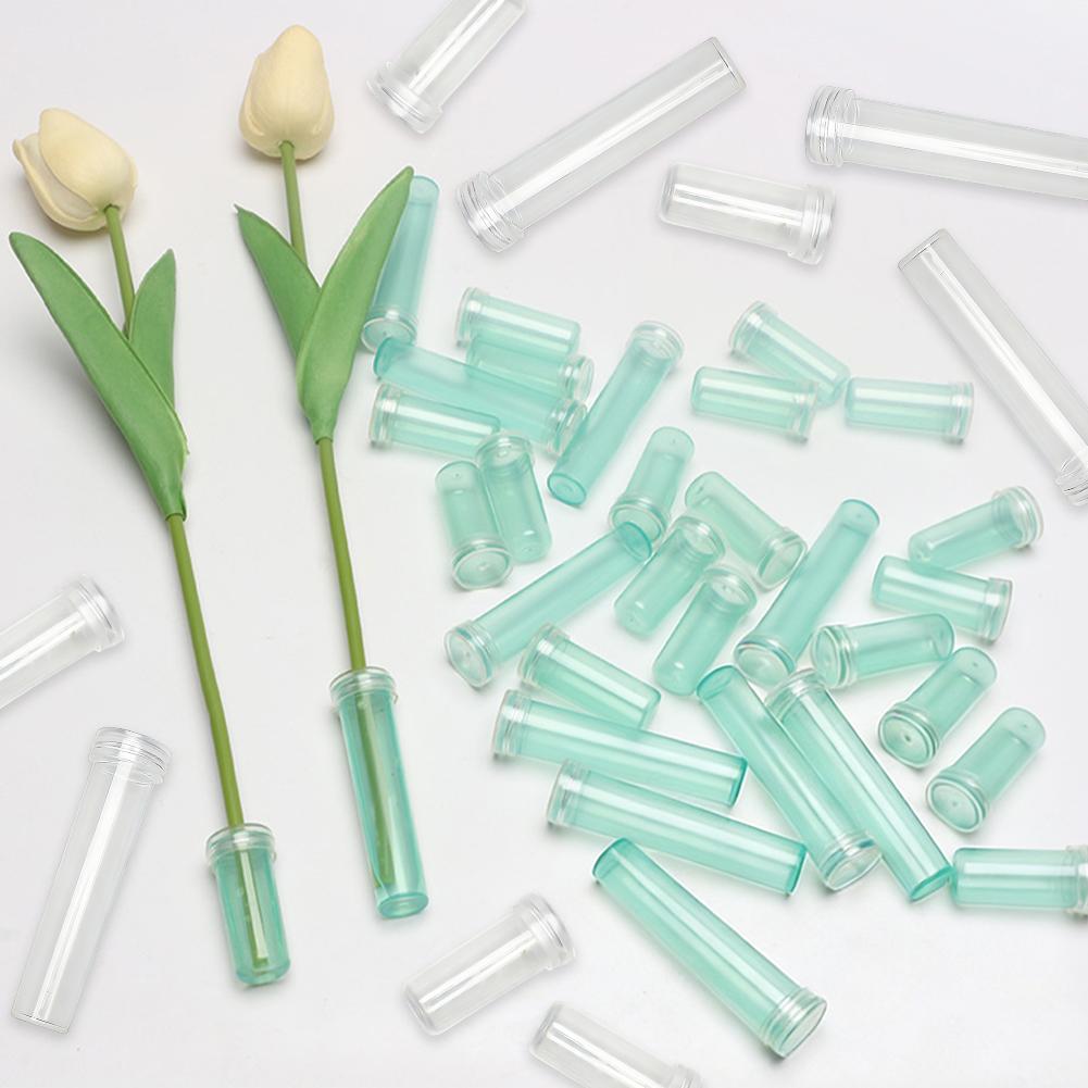 100/200Pcs PVC Flower Fresh-keeping Tube Cap Water Storage Tube Flower Arrangement Flower Water Tube Hydroponic Contain