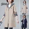 Women Outerwear Spring Fall Jacket Hooded Long Sleeves Drawstring Plus Size Pockets Zipper Length Closure