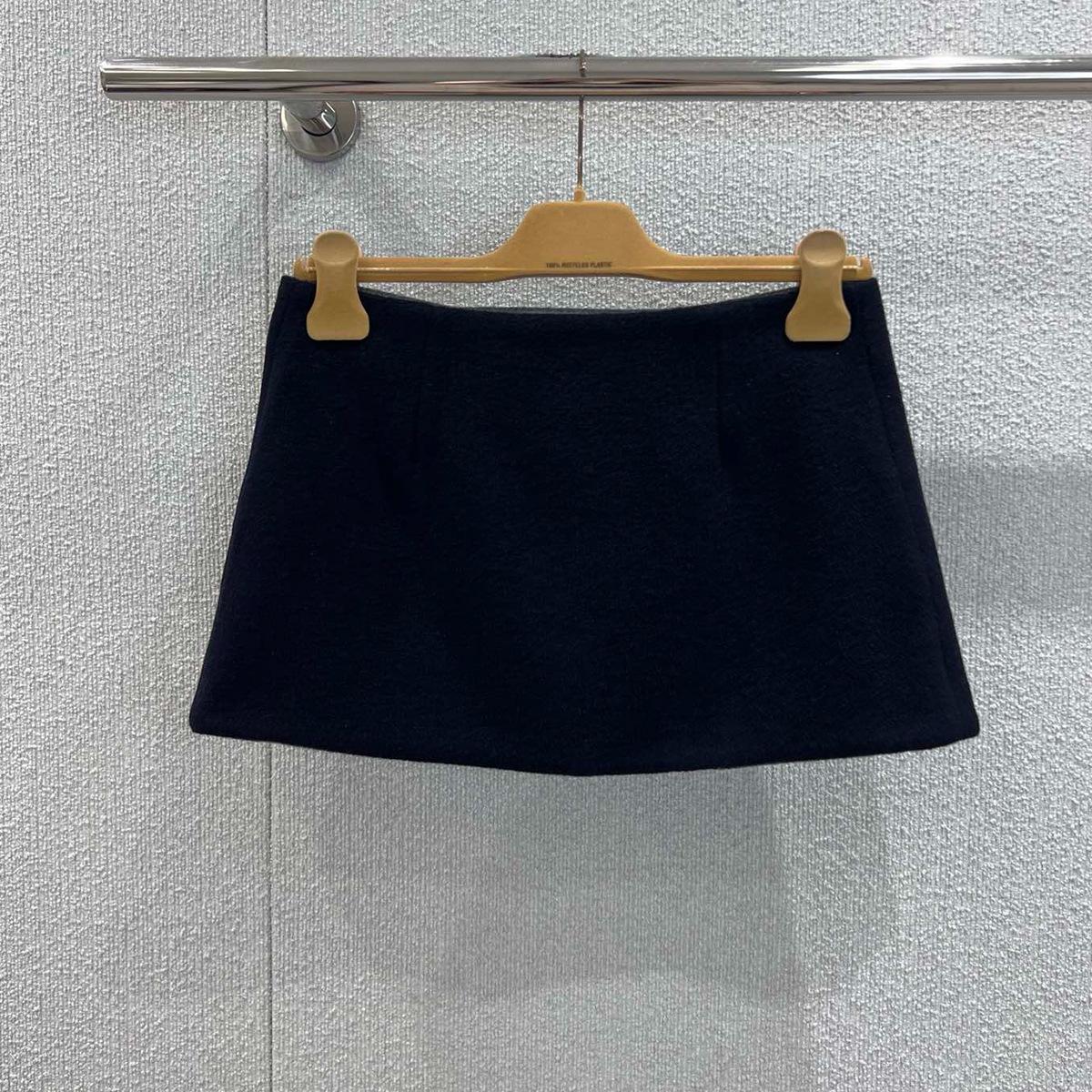 Autumn 2025 New Miu Style Light Sweet Girlish Wool Blend Reversible Slimming Short Skirt Small темно-синий