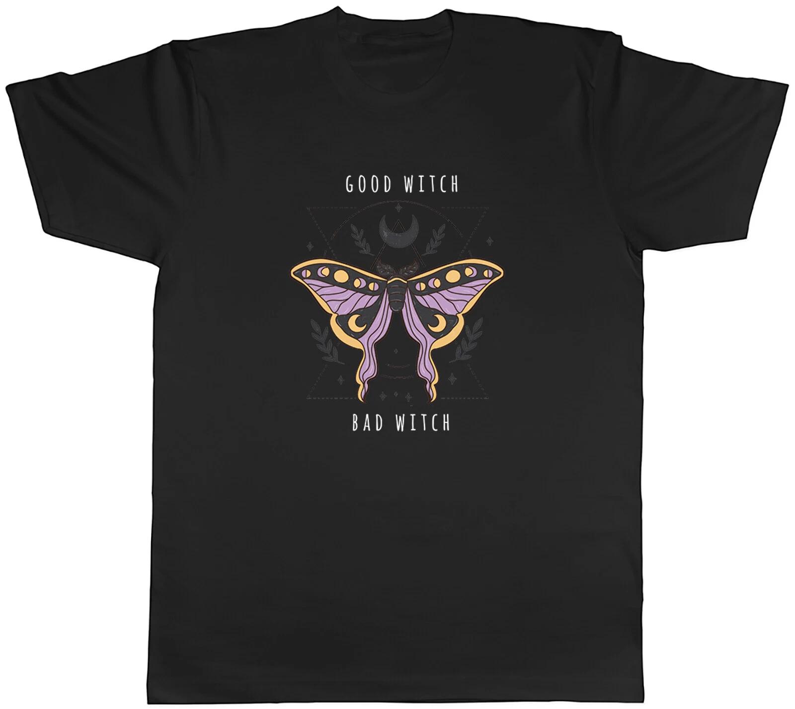 Good Witch Bad Witch Mens T-Shirt Purple Moth Moon Star Tee Gift XL