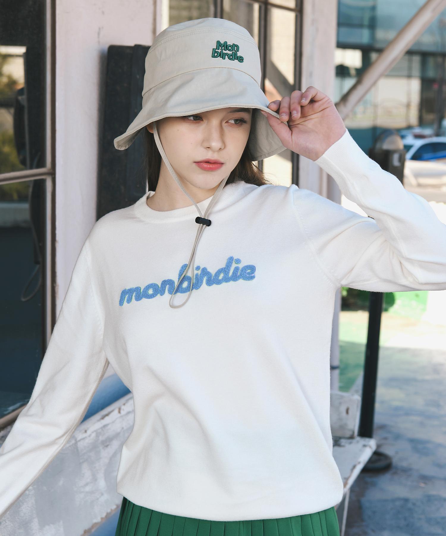 Mongbirdy Golf Boucle Artwork Crew Neck Long Sleeve Knit Sky Blue Sky Blue/Free
