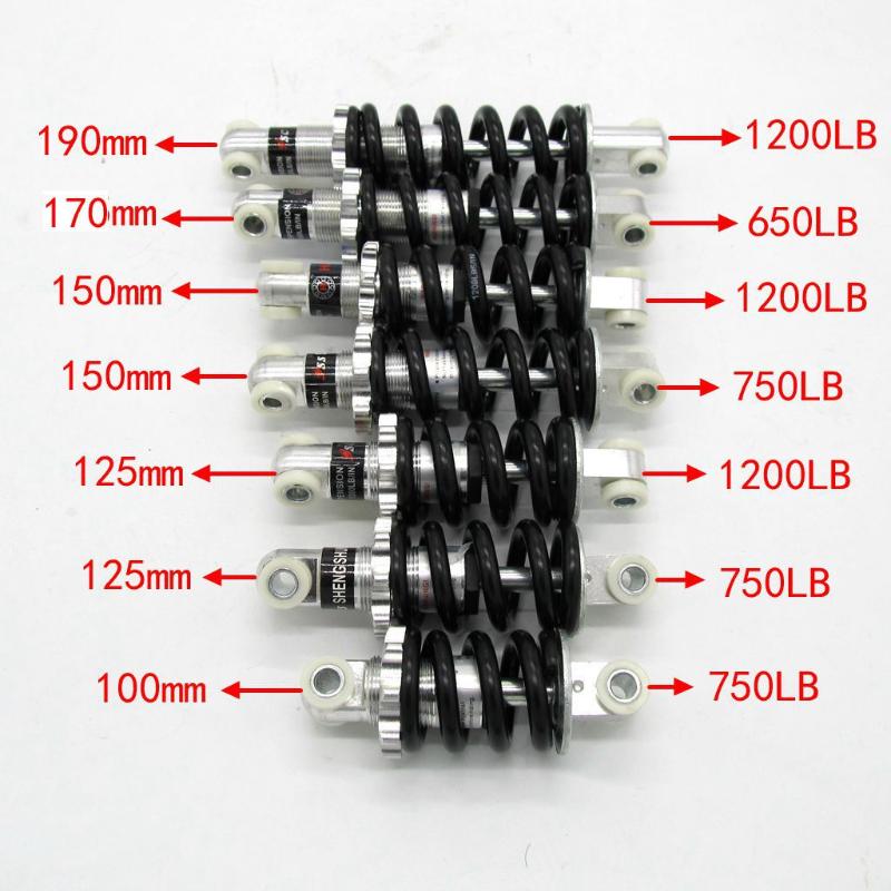 Ammortizzatore per Bicicletta 100mm 125mm 150mm 500LBS 750LBS 1200LBS Foro da 8mm per una Guida più Fluida in Città e sui Sentieri