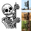 Peeking Skeleton Yard Sign Metal Skeleton Silhouette Decoration Garden Halloween Decor Skeleton Sign for Haunted Yard Porch Tree Fence Post