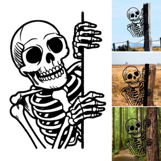 Peeking Skeleton Yard Sign Metal Skeleton Silhouette Decoration Garden Halloween Decor Skeleton