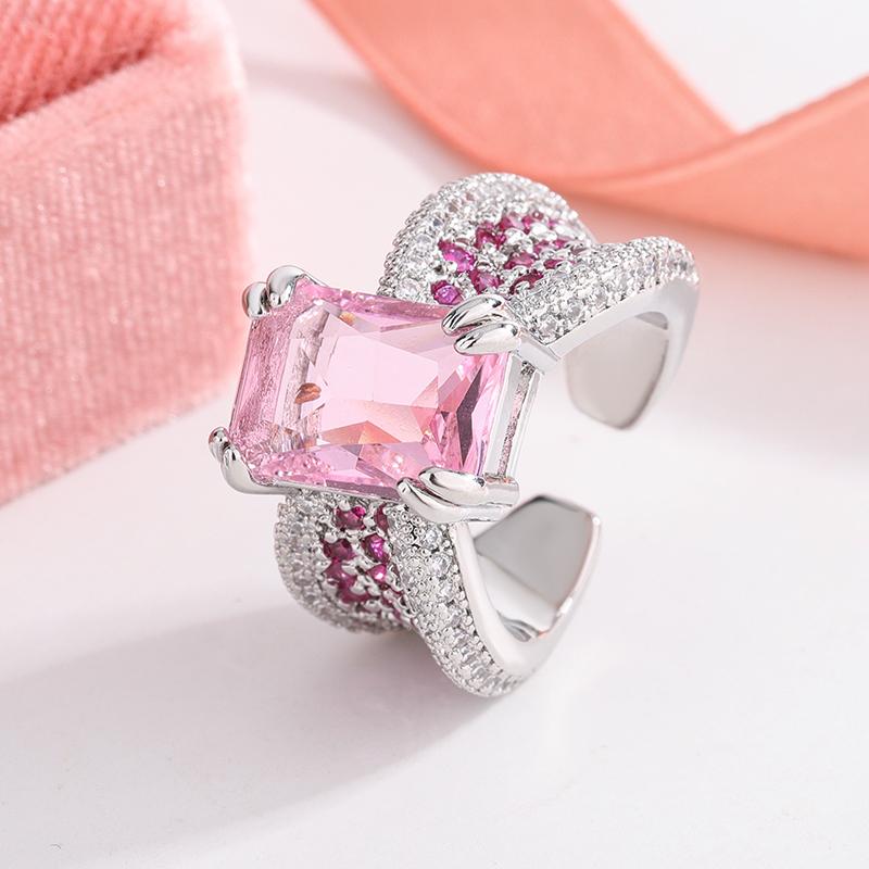 

Sweet Pink Cubic Zirconia Ring for Women s Engagement Wedding Luxury Sparkling 925 Silver Plated Fashion Jewelry Gift