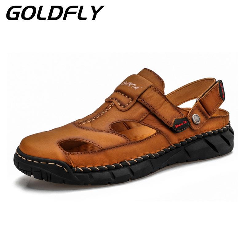 

Летние сандалии, мужские кожаные классические римские сандалии, 2022, тапочки, уличные кроссовки, пляжные резиновые шлепанцы, мужские треккинговые сандалии для воды