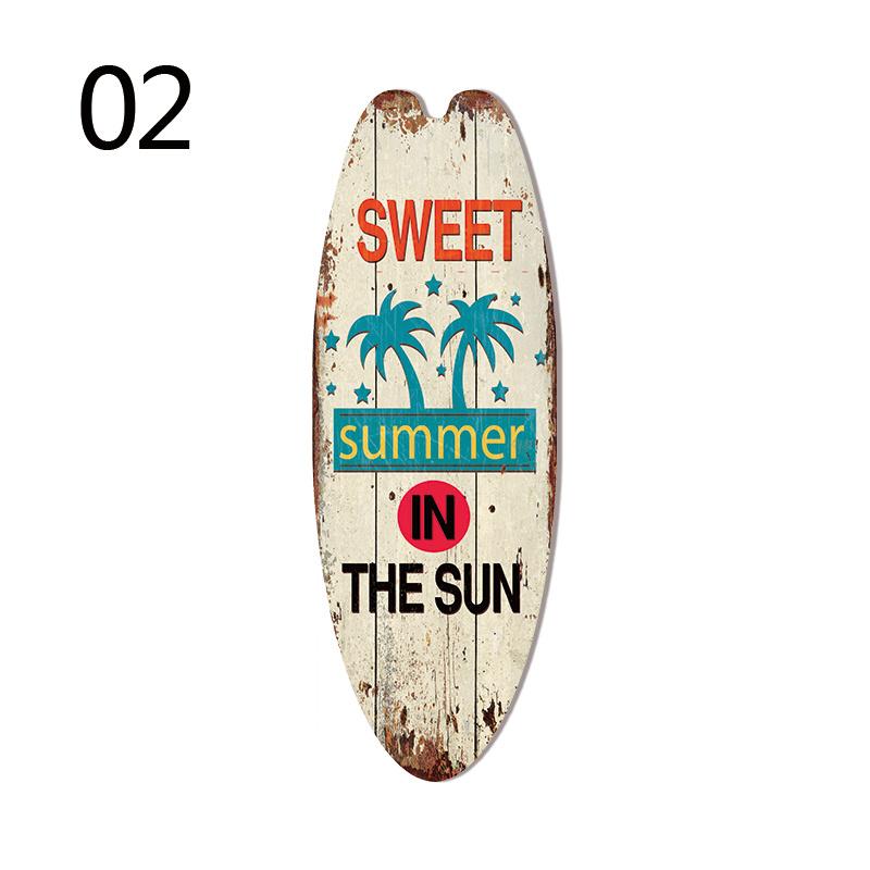 Summer Beach Ocean Theme Decorative Board Vintage Wooden Printed Door Sign Sea Surfboard Welcome Bar Home Wall Hanging Pendant