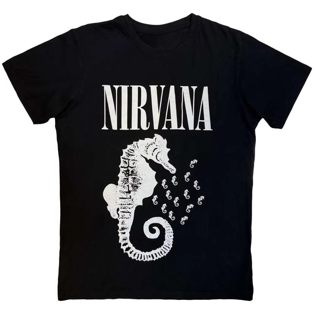 Nirvana Black Cotton Unisex Tshirt 2026 Summer New Oneck Loose Shirt Y2k Grunge Hiphop Style Unisexs Soft Short Sleeve Shirt