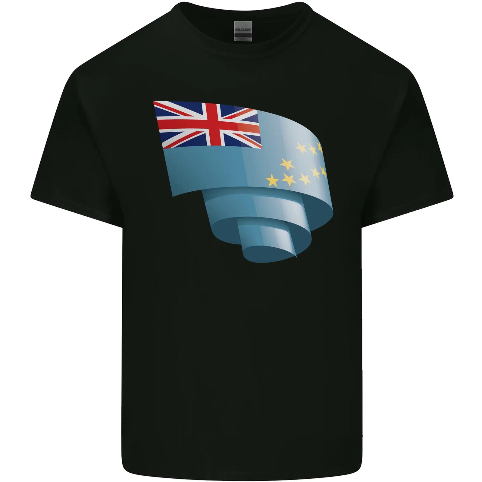 

Curled Tuvalu Flag Tuvaluan Day Football Kids T-Shirt Childrens XL