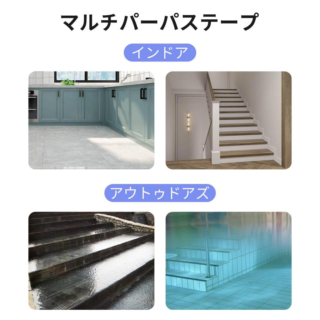 COUMENO Impermeabil și Exterior 5m 25mm Măsură de Siguranță pentru Utilizare Interioară și Exterioară Bandă Anti-Alunecare cu 3 Role, Autoadezivă Scări, Schelă, Pardoseală,