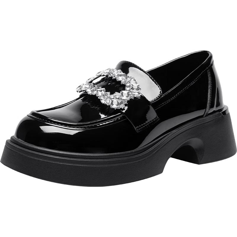 ZHR Women s Rhinestone Platform Loafers JF76 37