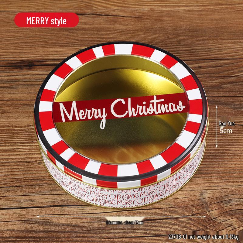 

Рождественская мультяшная жестяная коробка: Круглый прозрачный контейнер для печенья и сладостей для детей