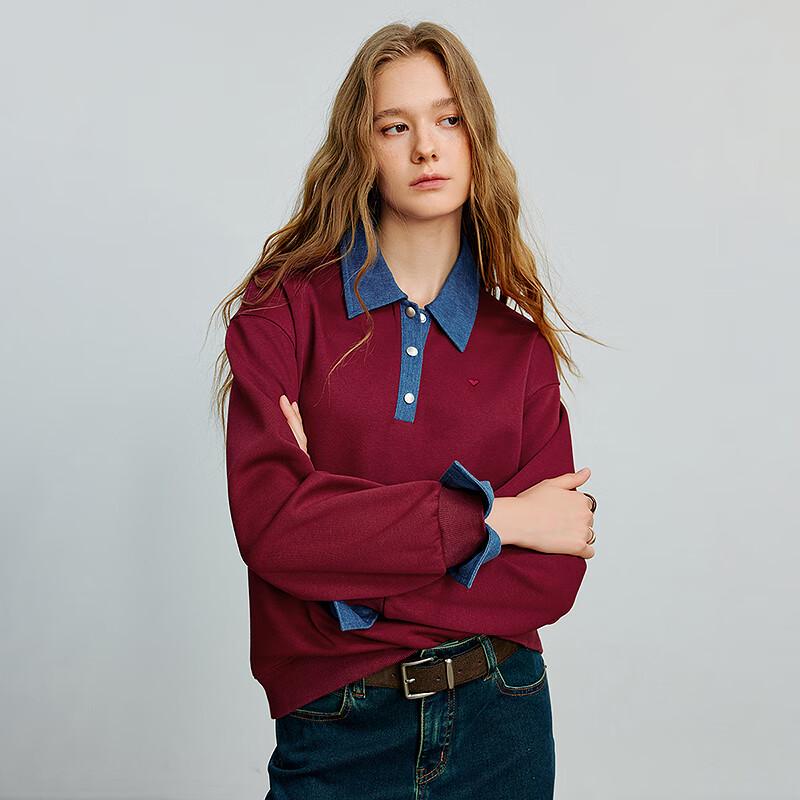 Chuyu Women's Fashion Spliced Fake Two-Piece Sweatshirt