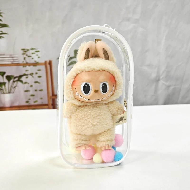 Clear Outdoor Bag For 18Cm Cartoon Plush Dolls Toys Transparent Mini Kawaii Pouch For Keychain Doll Anime Figure Storage Case