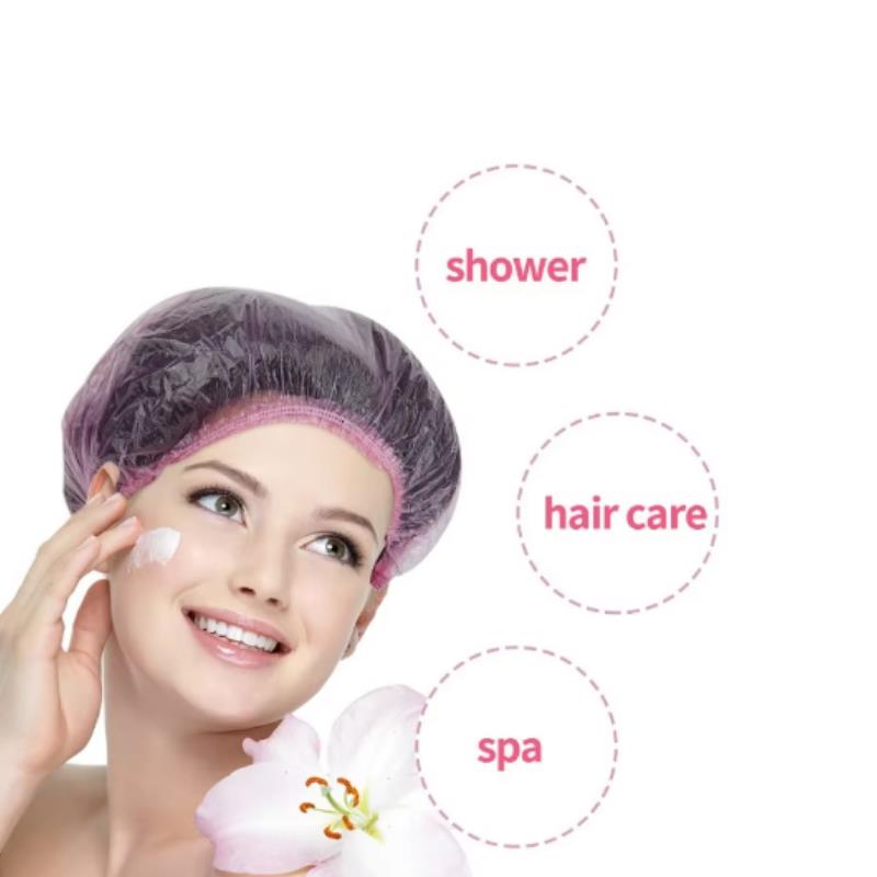 80pcs Waterproof Disposable Shower Cap Women's Shower Cap Head Cover Elastic Mouth Strip Plastic Pe Thickened Hair Dye