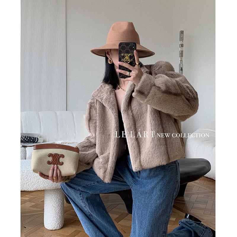 Sheep Sheared Women's Long Over-the-knee Fur Patchwork Coat