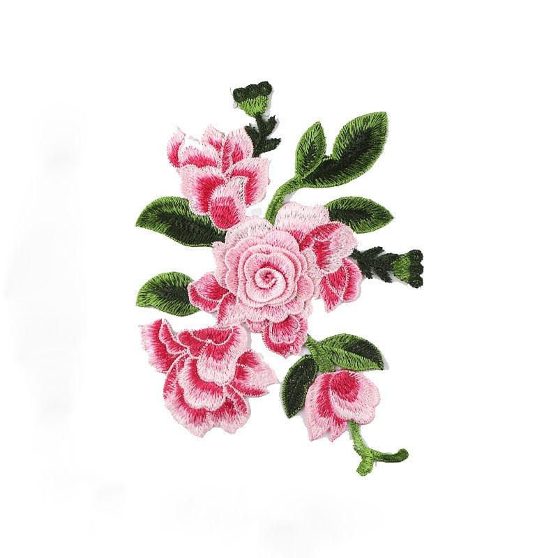 

1 шт. Рожево-фіолетова квітка швейний мотив мереживо вишиті нашивки аплікація латка для одягу прикраса рожевий