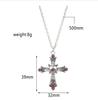 New Fashion Trendy Crystal Pink Zircon Cross Pendant Necklace for Women Girl Crystal Chain Necklace The Spice Girl Party Jewelry