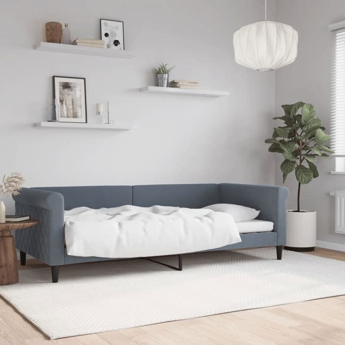 VidaXL Daybed Without Mattress Dark Grey 90x200 Cm Velvet 354245