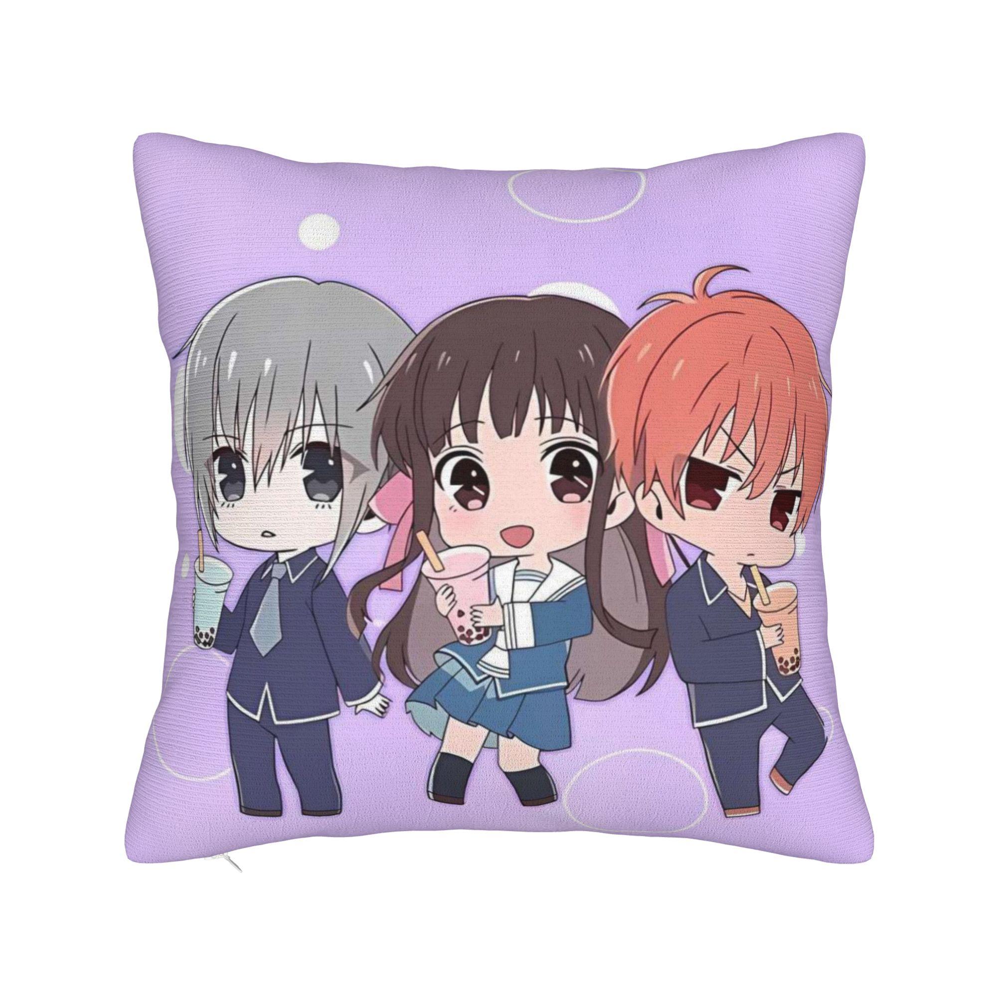 

F-Fruits B-Baskets Characters Pillow Cover Cute Funny Pillow Case For Office Car Home Decor Design Pillowcases Birthday Gift 12x12Inch