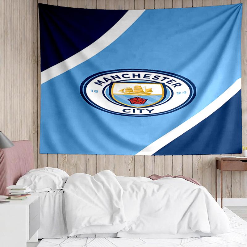 Manchester City Football Club Tapestry for Bedroom Aesthetic Classroom Tapestries Wall Hanging for Living Room Dorm Office,Ideal Creative Gift
