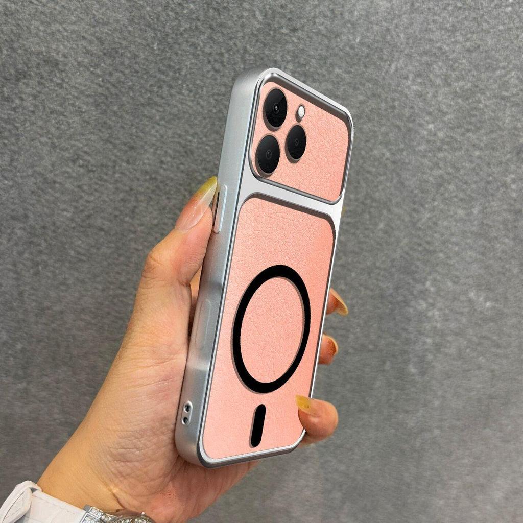 Magnetický TPU kryt na telefon s kovovým povrchem pro realme 15T Nárazuvzdorný Matný Měkký kryt