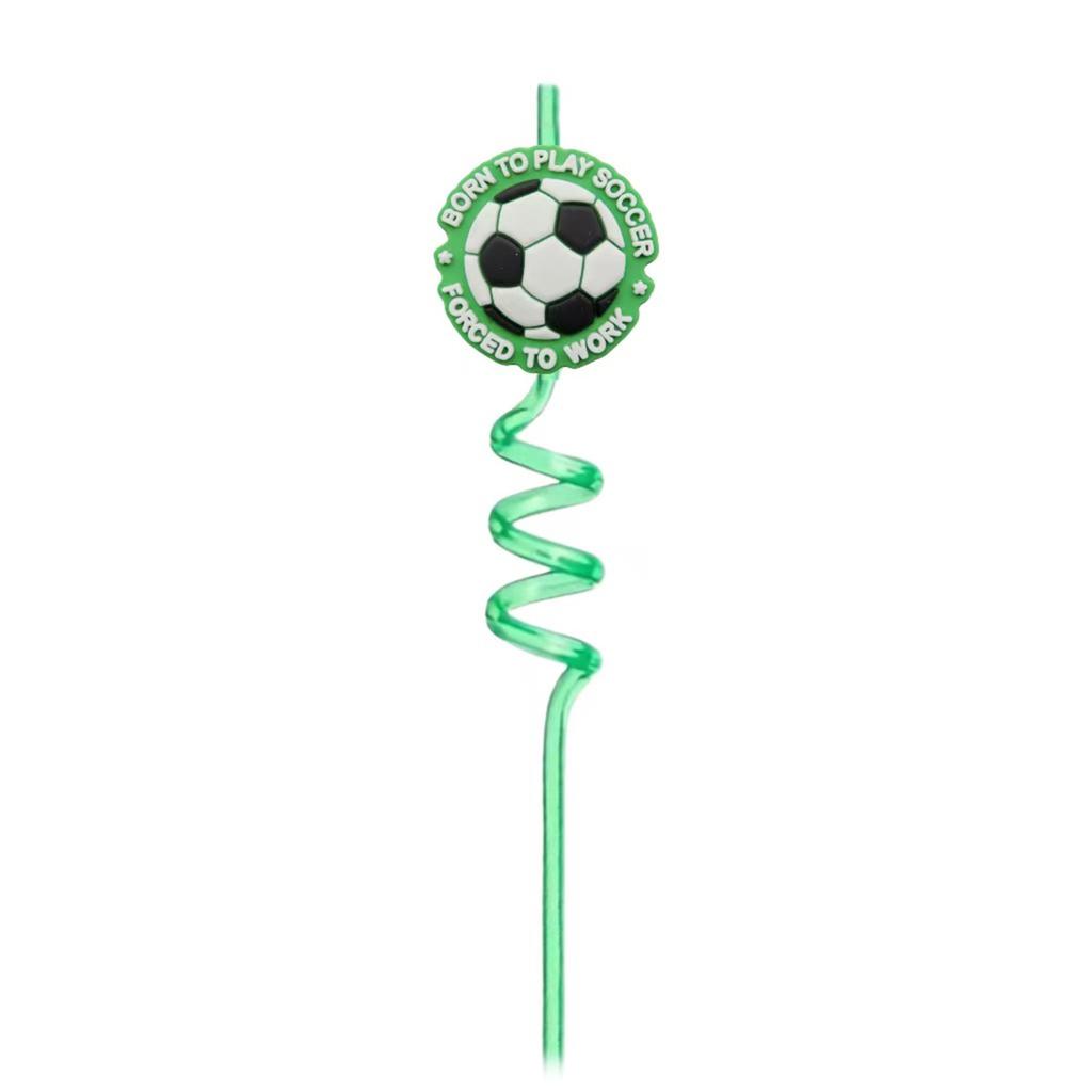Reusable Spiral Straws with Soccer and Castle Topper for Parties and Everyday Use Pack of 1 Straws for Drinks and Celebrations