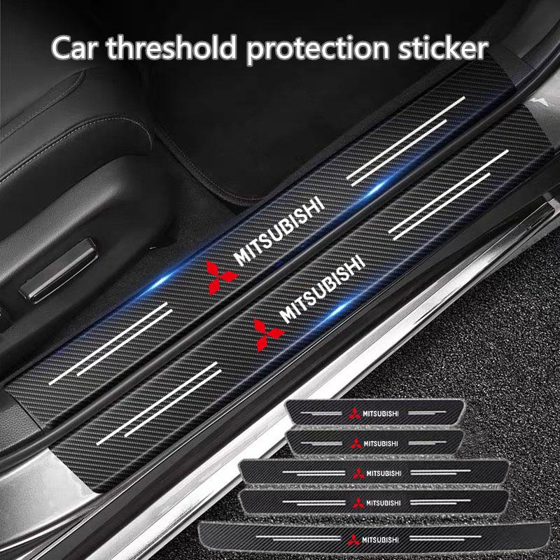 Car Carbon fiber Door Sill Welcome Pedal for Mitsubishi Pajero Sport Eclipse Cross L200 Colt Delica Ralliart Triton Accessories