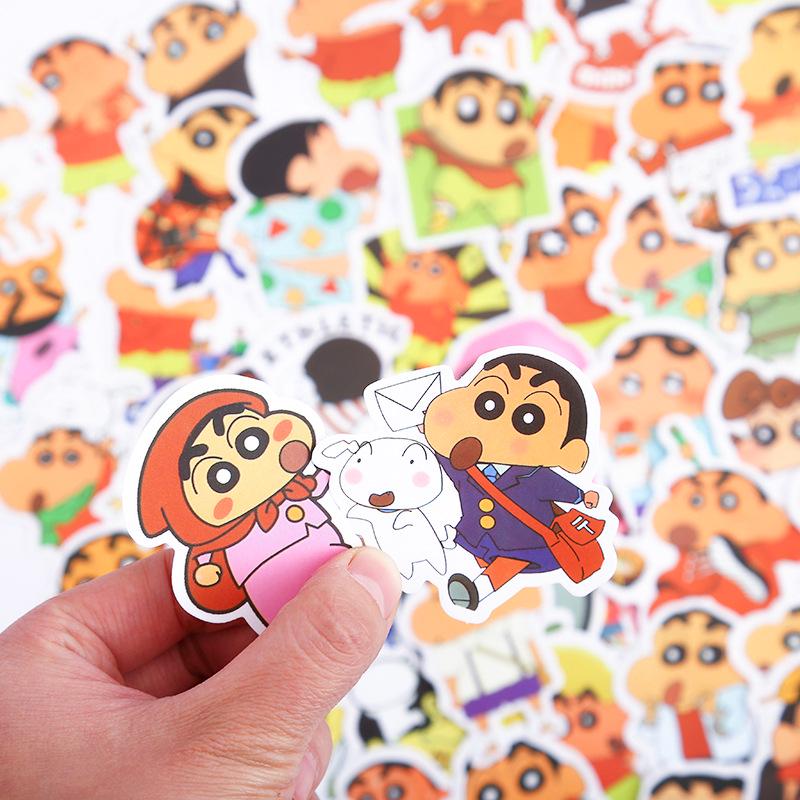 Crayon Shin-chan Cute & Creative Waterproof Stickers for Suitcase, Personalized Decoration, 50 Self-Adhesive Sheets