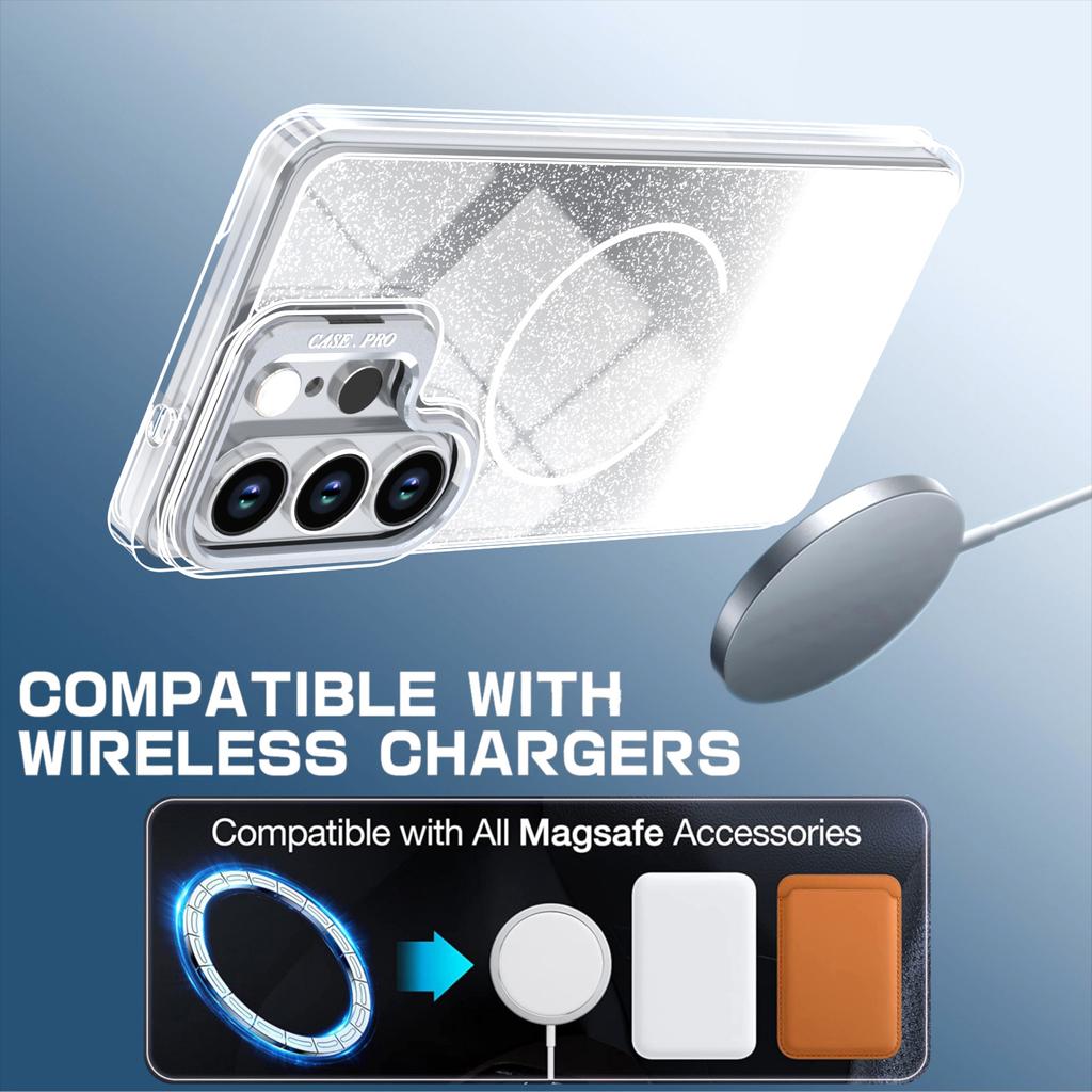 Etui do Samsung Galaxy S26 Ultra Magnetyczne Etui Gradientowy Brokat Odporne na Wstrząsy TPU PC Pokrowiec na Telefon