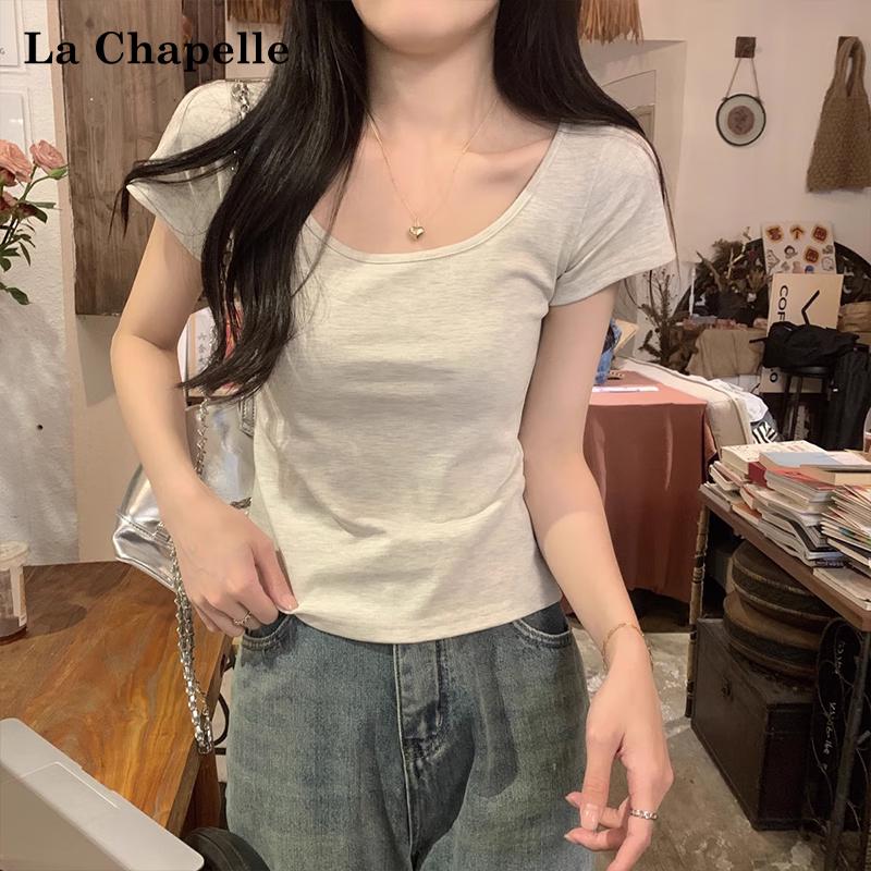 La Chapelle Women s Slim-Fit U-Neck Short-Sleeve T-Shirt L
