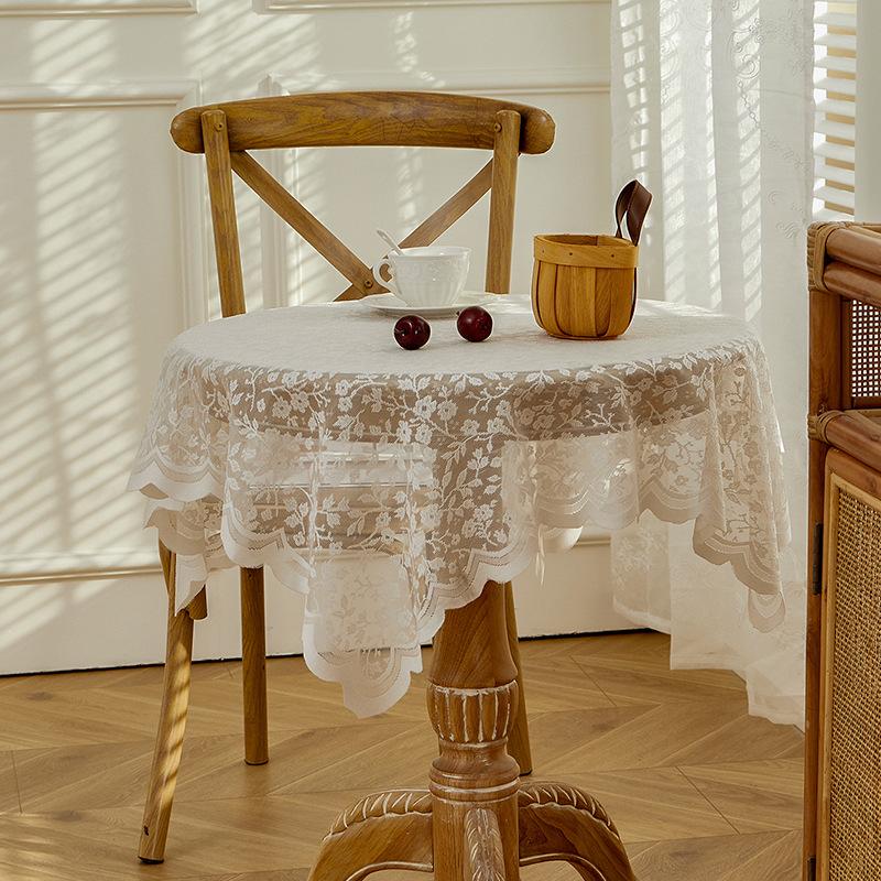 European Oil-Proof Lace Hollow Table Cloth Light Luxury High-End Tea Table Cloth Refrigerator Cloth Long Tablecloth