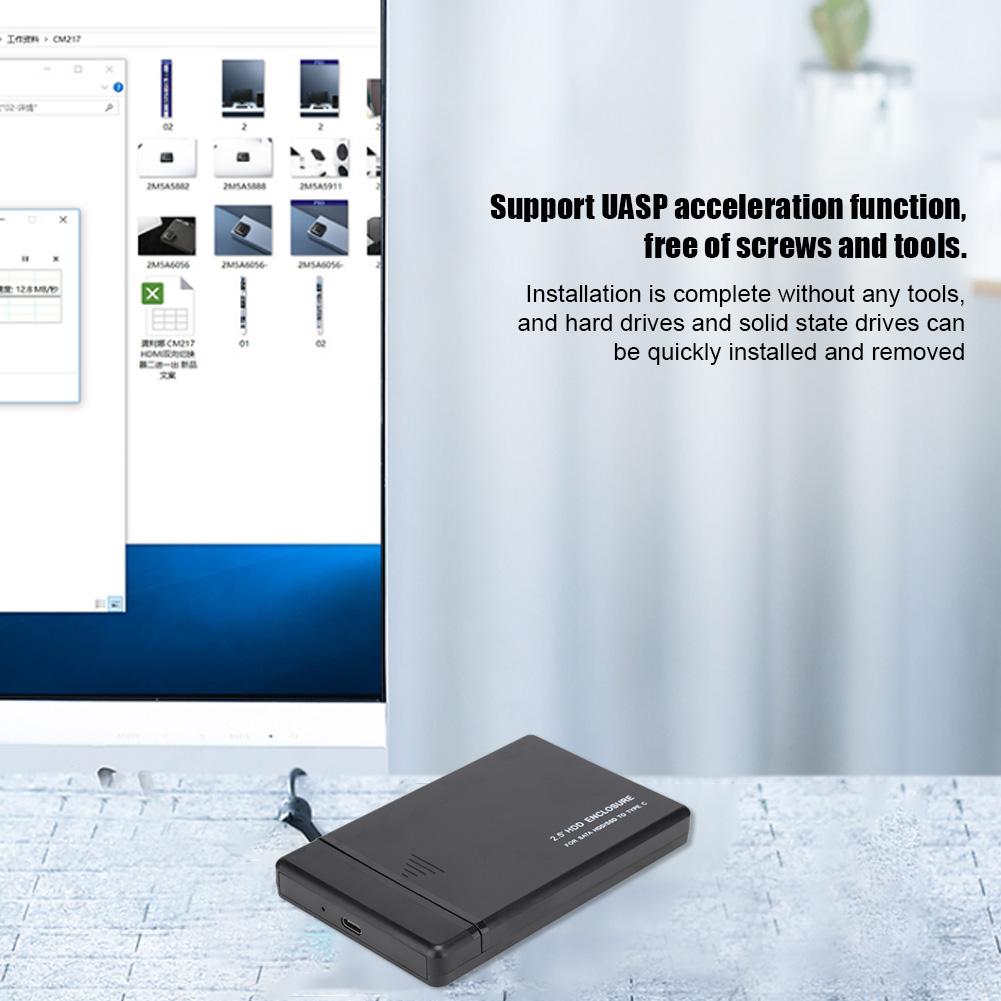 W25a831 2.5 USB3.1 Type C SATA Mobile Scratch resistant Hard Disk Case HDD Enclosure(Black) (Not Inclube Hard Disk)