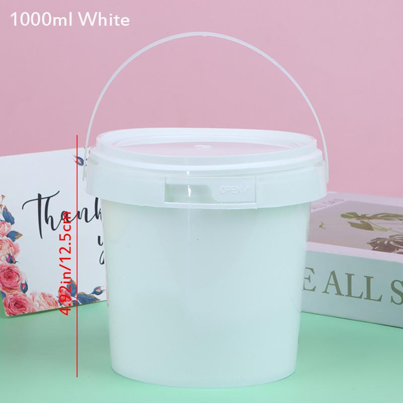 500/1000Ml Transparent Plastic Bucket With Lid And Handle Food Storage Container