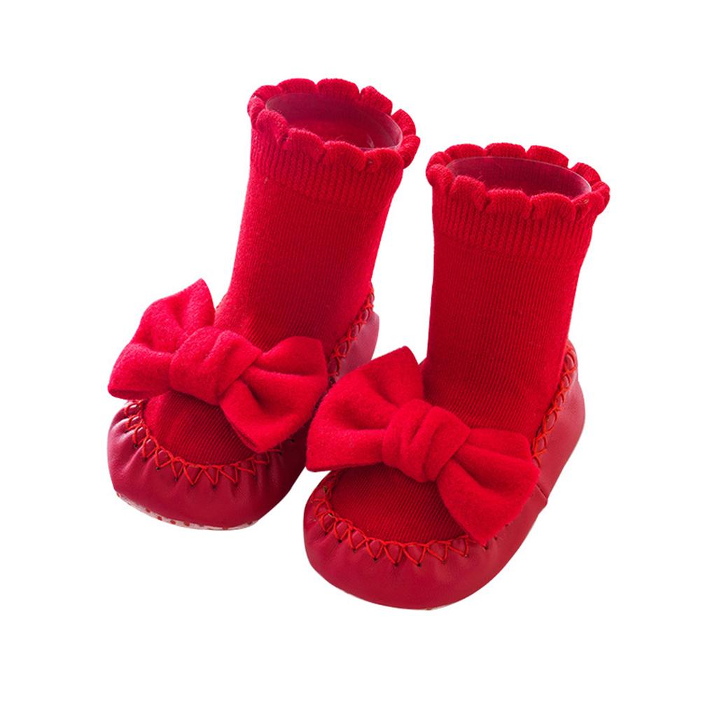 Pudcoco Infant Baby Girls Socks Shoes, Cute Bow Socks Non-slip Socks Soft Lightweight Floor Socks