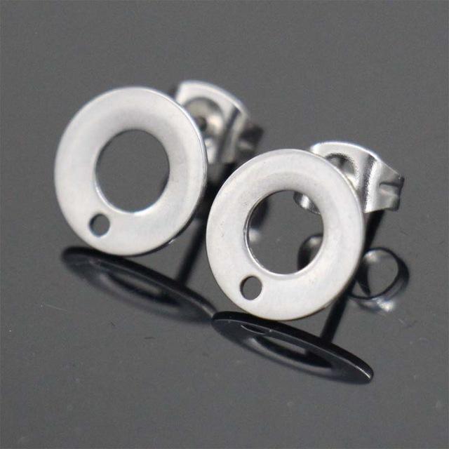50pcs/lot stainless steel earrings connector findings stud earring post with For DIY Jewelry Making Findings Accessories