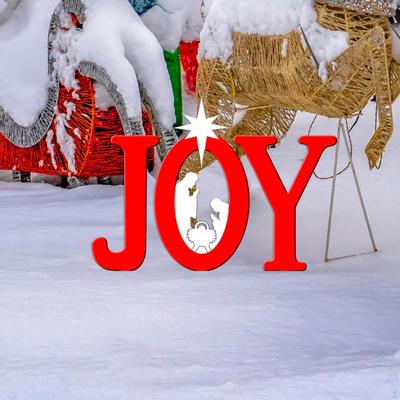 Outdoor Joy Nativity Set Yard Art Sign Weather Resistant Holiday 3Pcs Garden Christmas Stakes